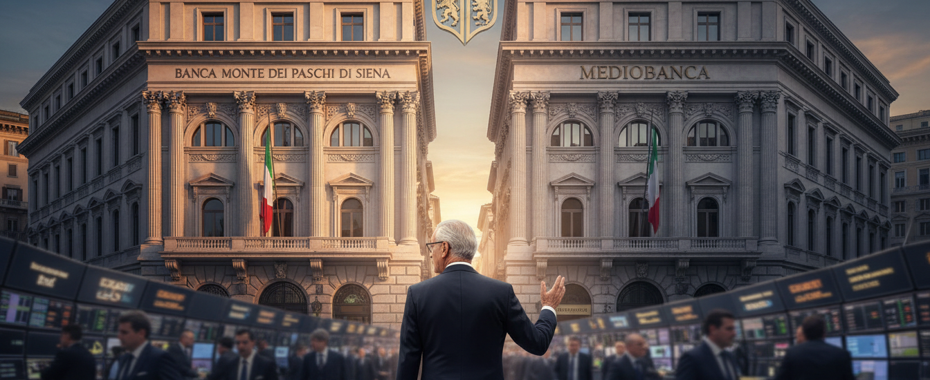 la fusion entre mps et mediobanca est officiellement annoncée, marquant le départ de piazzetta cuccia de la bourse après une ère significative.