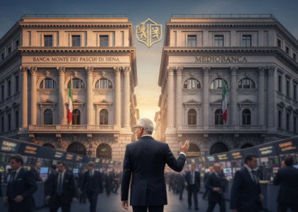 la fusion entre mps et mediobanca est officiellement annoncée, marquant le départ de piazzetta cuccia de la bourse après une ère significative.