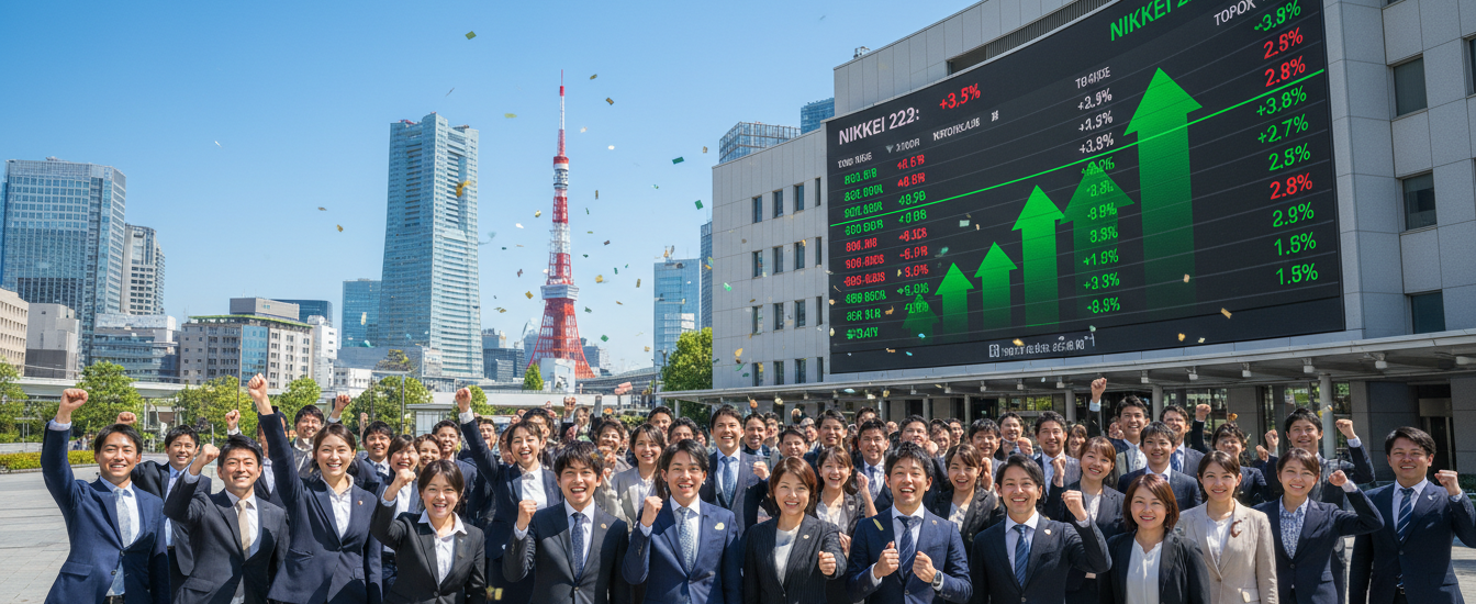 la bourse de tokyo s'envole après la victoire électorale majeure de la première ministre aux législatives, signe de confiance retrouvée sur les marchés.