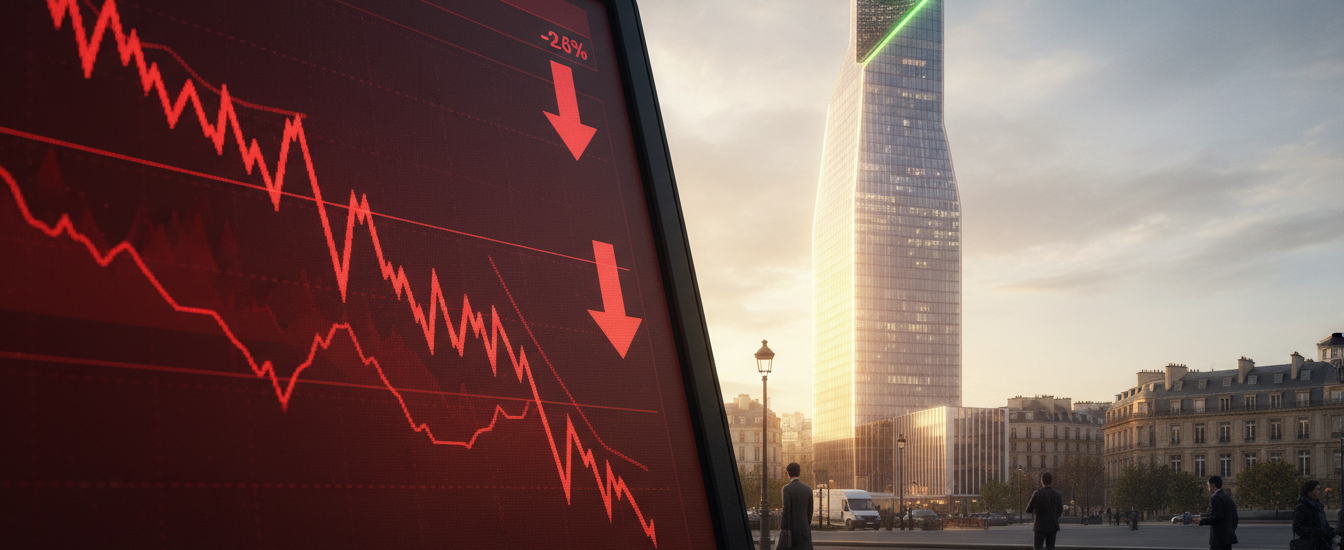 la bourse de paris plonge avec une nette rechute du cac 40, tandis que totalenergies poursuit sa progression remarquable sur le marché.